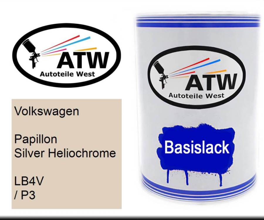 Volkswagen, Papillon Silver Heliochrome, LB4V / P3: 500ml Lackdose, von ATW Autoteile West.